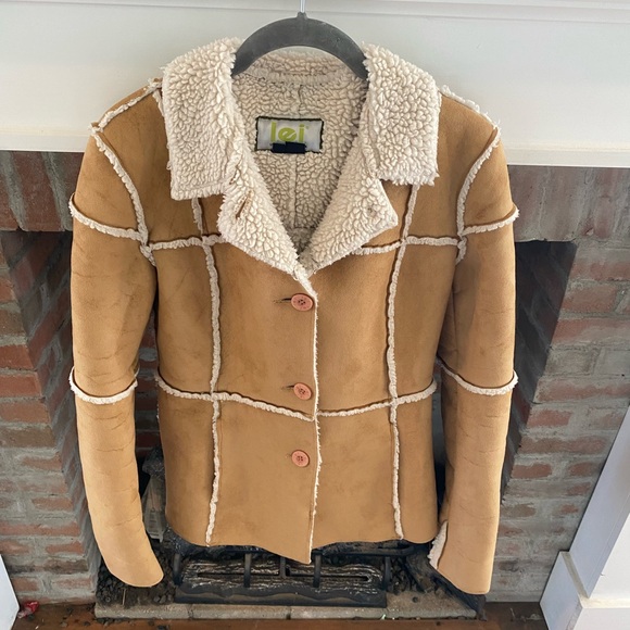 lei Jackets & Blazers - VINTAGE Y2K LEI Women's Faux Suede Sherpa Lined Collared Shearling Jacket Small